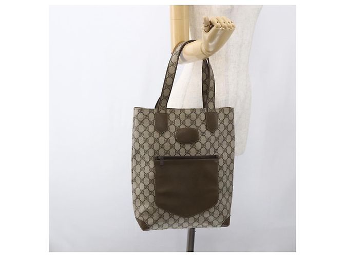 Gucci Borsa Tote GG Supreme in PVC Beige Oro 002 103 1301 Auth ka2063 - vista 23