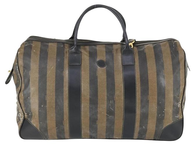 Pequin Borsa Boston in tela Pecan FENDI Nylon 2in1 Nero Marrone oro Auth th6585 D'oro - vista 13