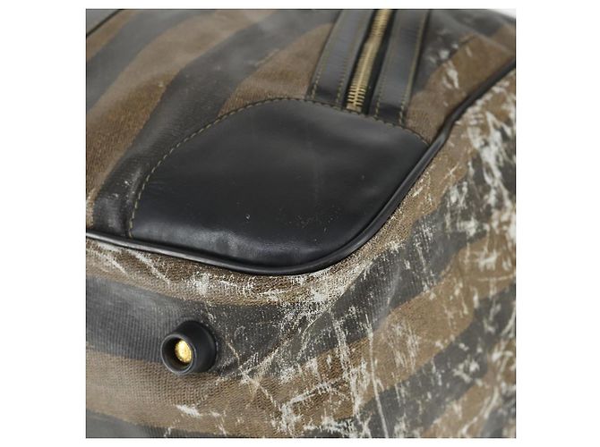 Pequin Borsa Boston in tela Pecan FENDI Nylon 2in1 Nero Marrone oro Auth th6585 D'oro - vista 16