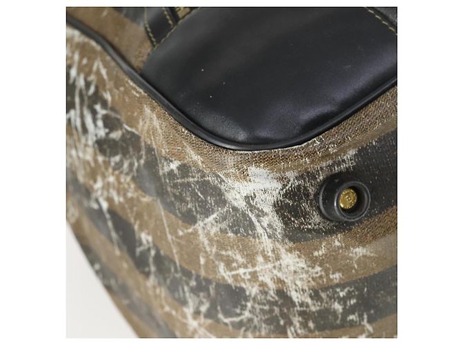 Pequin Borsa Boston in tela Pecan FENDI Nylon 2in1 Nero Marrone oro Auth th6585 D'oro - vista 17
