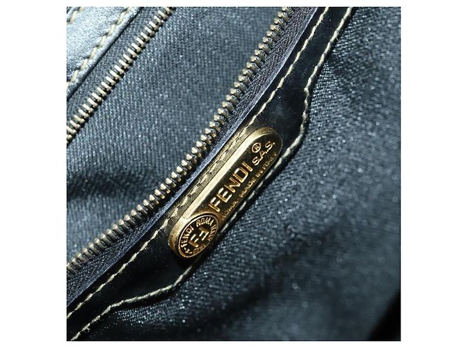 Pequin Borsa Boston in tela Pecan FENDI Nylon 2in1 Nero Marrone oro Auth th6585 D'oro - vista 22