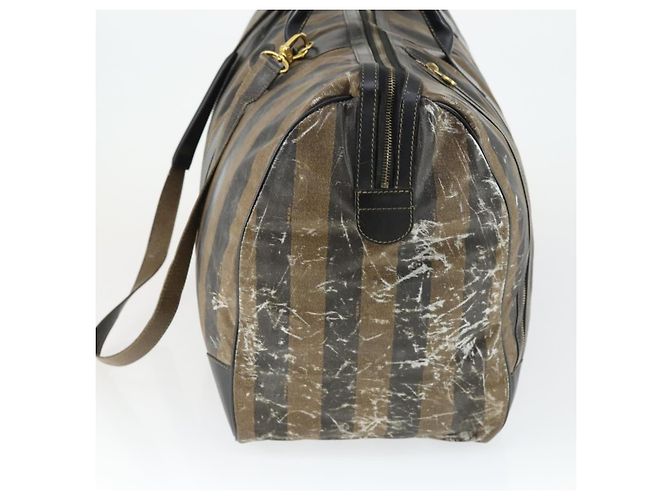 Pequin Borsa Boston in tela Pecan FENDI Nylon 2in1 Nero Marrone oro Auth th6585 D'oro - vista 3