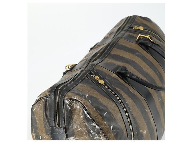 Pequin Borsa Boston in tela Pecan FENDI Nylon 2in1 Nero Marrone oro Auth th6585 D'oro - vista 6