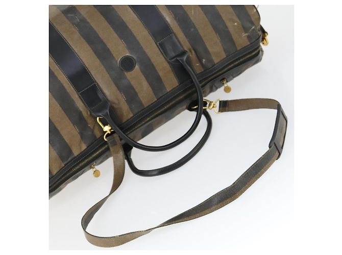 Pequin Borsa Boston in tela Pecan FENDI Nylon 2in1 Nero Marrone oro Auth th6585 D'oro - vista 7