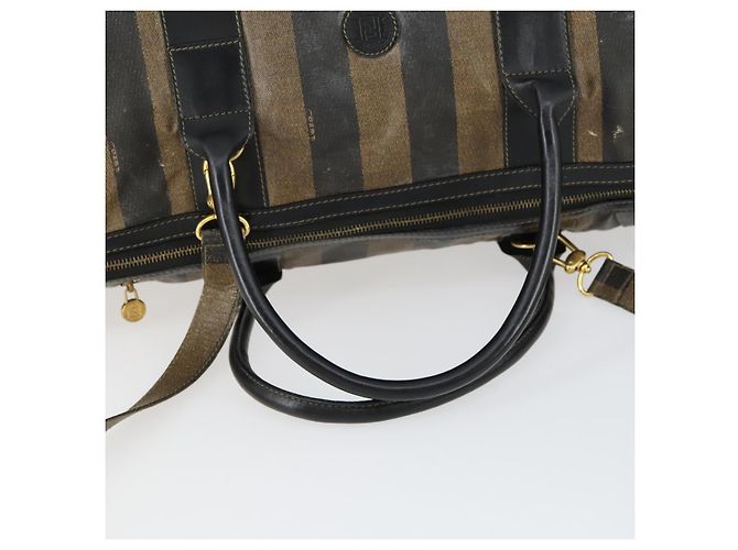 Pequin Borsa Boston in tela Pecan FENDI Nylon 2in1 Nero Marrone oro Auth th6585 D'oro - vista 9