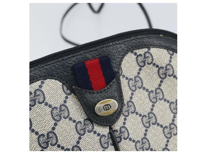 Borsa a Spalla Gucci GG Supreme Sherry Line PVC Blu Navy Oro 904 02 047 Auth 170730 D'oro - vista 14