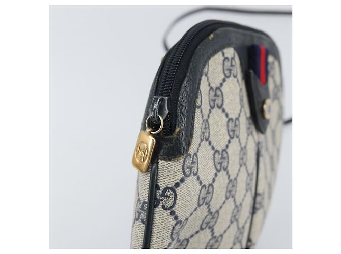 Borsa a Spalla Gucci GG Supreme Sherry Line PVC Blu Navy Oro 904 02 047 Auth 170730 D'oro - vista 15