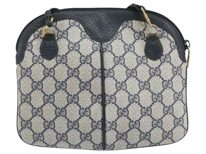 Borsa a Spalla Gucci GG Supreme Sherry Line PVC Blu Navy Oro 904 02 047 Auth 170730 D'oro - vista 3
