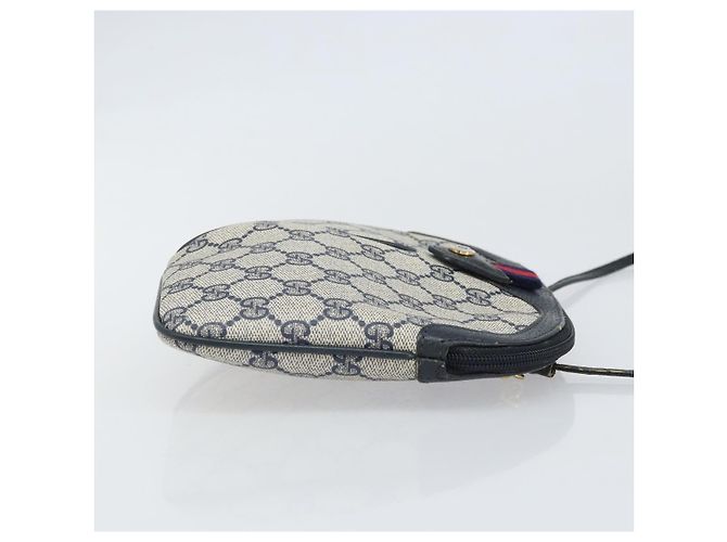 Borsa a Spalla Gucci GG Supreme Sherry Line PVC Blu Navy Oro 904 02 047 Auth 170730 D'oro - vista 4