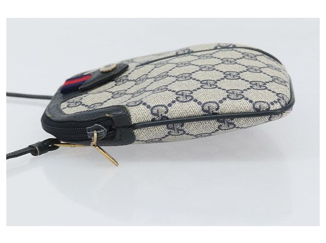 Borsa a Spalla Gucci GG Supreme Sherry Line PVC Blu Navy Oro 904 02 047 Auth 170730 D'oro - vista 5