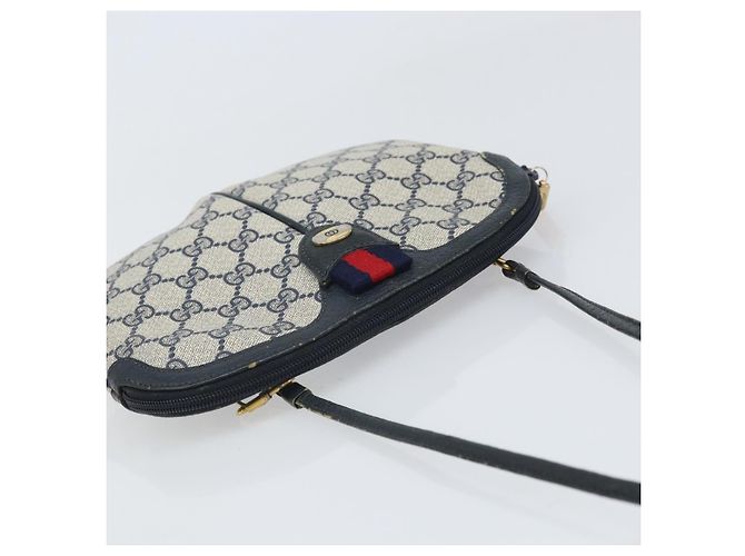 Borsa a Spalla Gucci GG Supreme Sherry Line PVC Blu Navy Oro 904 02 047 Auth 170730 D'oro - vista 6