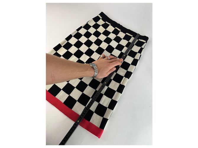 Céline Vintage Celine Paris Rock mit Schachmuster in Schwarz und Weiß 40/L - Ansicht 7