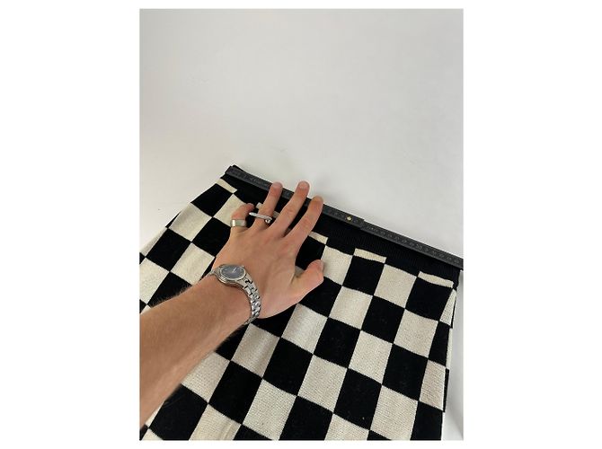 Céline Vintage Celine Paris Rock mit Schachmuster in Schwarz und Weiß 40/L - Ansicht 8