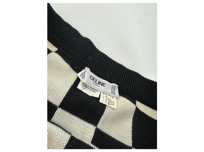 Céline Vintage Celine Paris Rock mit Schachmuster in Schwarz und Weiß 40/L - Ansicht 9