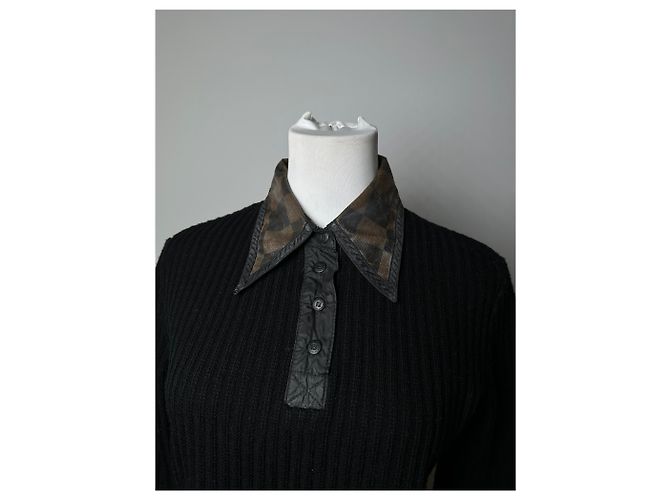 Vintage Fendi Roma Wollpullover Schwarz Braun 36/S - Ansicht 12