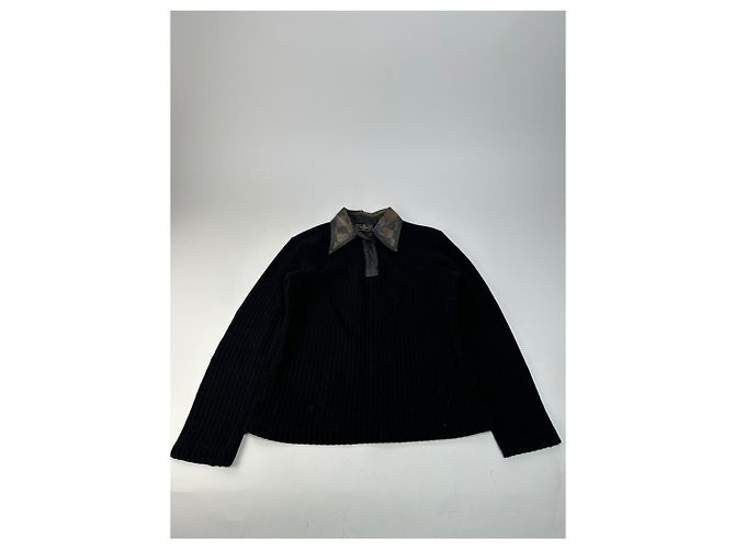 Vintage Fendi Roma Wollpullover Schwarz Braun 36/S - Ansicht 4