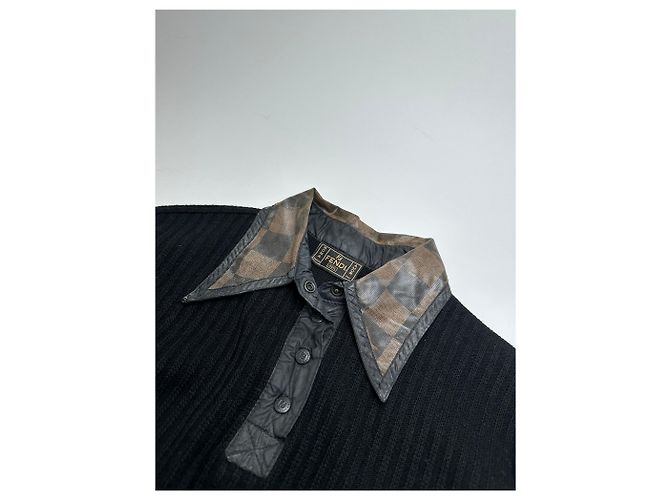 Vintage Fendi Roma Wollpullover Schwarz Braun 36/S - Ansicht 5