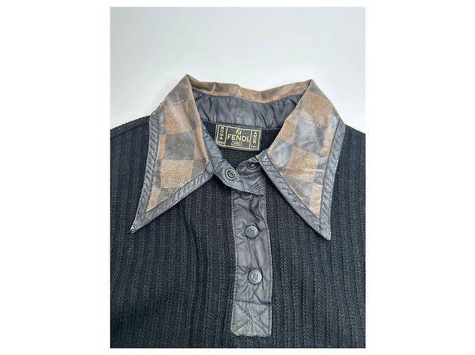 Vintage Fendi Roma Wollpullover Schwarz Braun 36/S - Ansicht 6