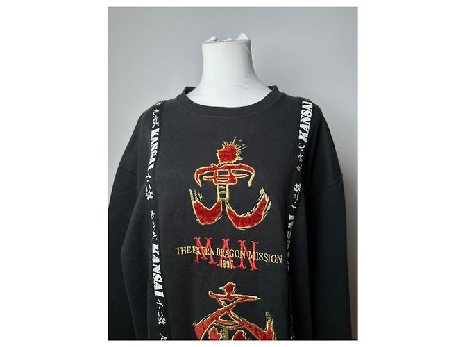 Autre Marque Pull ras du cou abstrait vintage Kansai Yamamoto noir M - vue 12