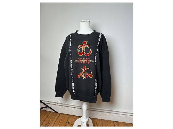 Autre Marque Pull ras du cou abstrait vintage Kansai Yamamoto noir M - vue 7