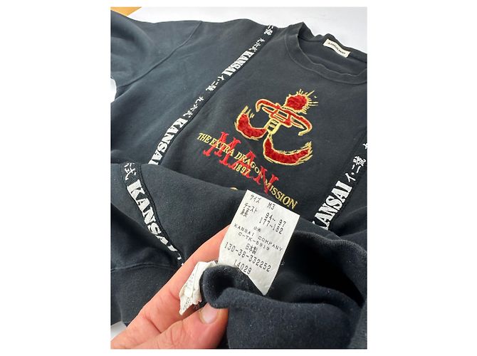 Autre Marque Pull ras du cou abstrait vintage Kansai Yamamoto noir M - vue 8