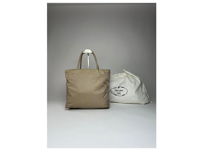 Vintage Prada Polyester-Handtasche Grau - Ansicht 2