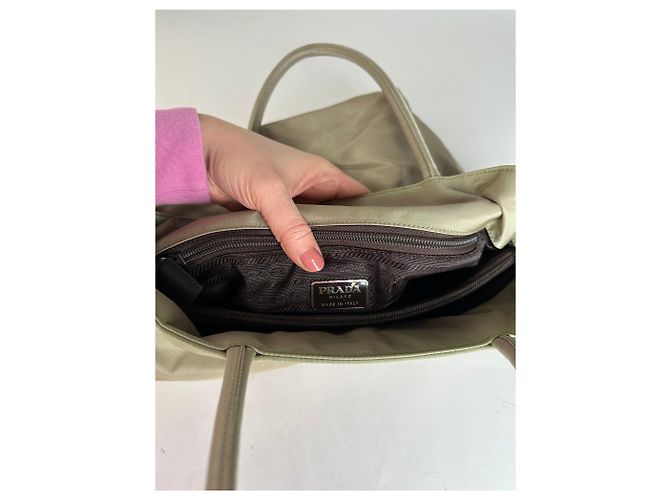 Vintage Prada Polyester-Handtasche Grau - Ansicht 5