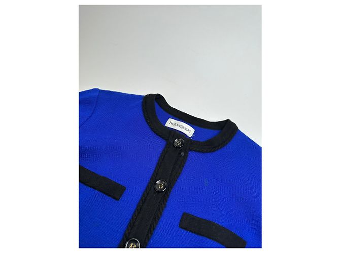 Vintage Yves Saint Laurent Pullover Blau Schwarz M - Ansicht 5