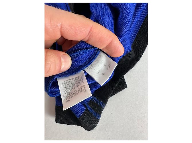 Vintage Yves Saint Laurent Pullover Blau Schwarz M - Ansicht 7