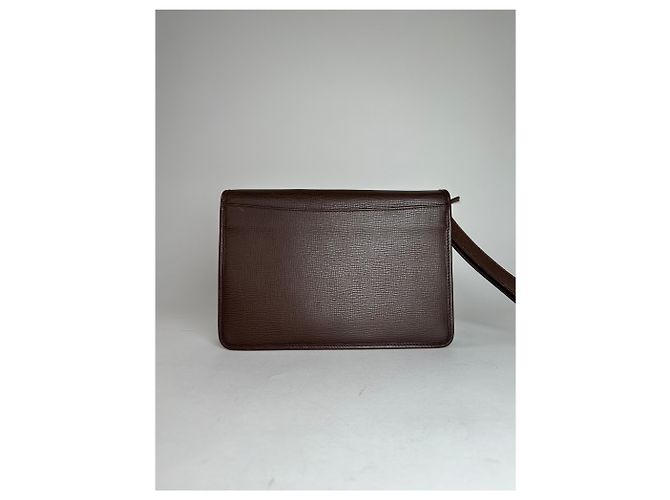 Triomphe Céline Clutch in pelle vintage Celine Paris marrone con lucchetto - vista 10