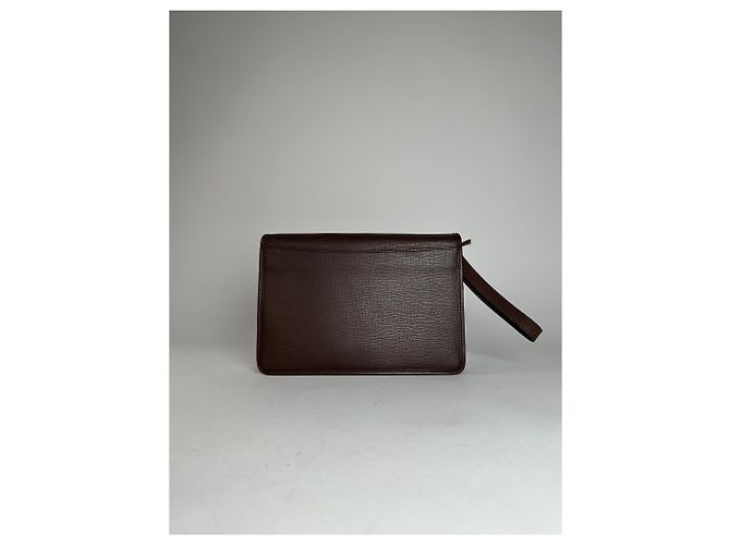 Triomphe Céline Clutch in pelle vintage Celine Paris marrone con lucchetto - vista 2