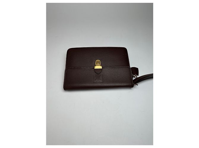 Triomphe Céline Clutch in pelle vintage Celine Paris marrone con lucchetto - vista 4