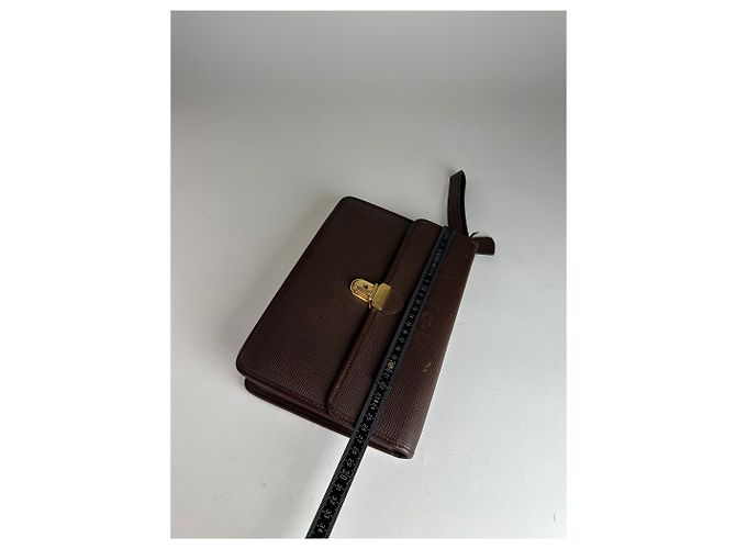 Triomphe Céline Clutch in pelle vintage Celine Paris marrone con lucchetto - vista 5