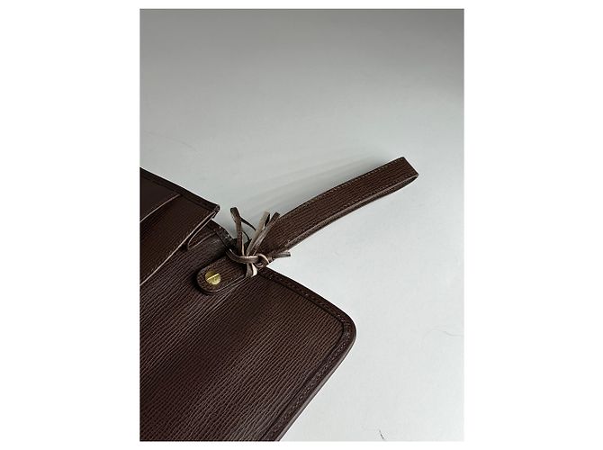Triomphe Céline Clutch in pelle vintage Celine Paris marrone con lucchetto - vista 8