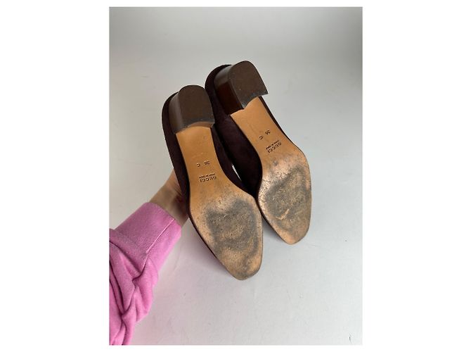 Bamboo Décolleté in suede vintage Gucci con bambù marrone EU36C - vista 11