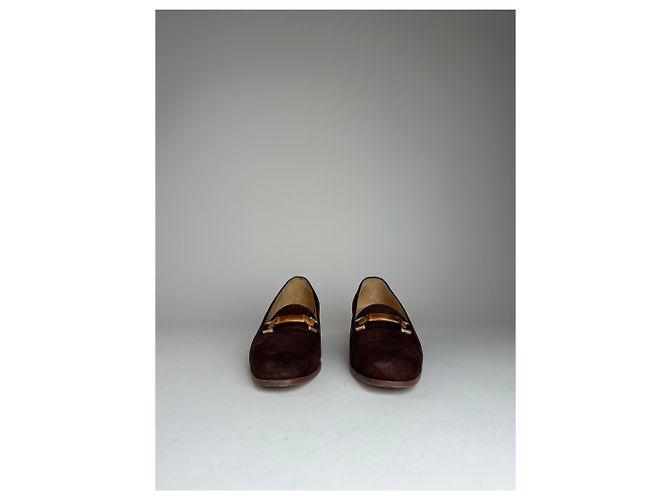 Bamboo Décolleté in suede vintage Gucci con bambù marrone EU36C - vista 3