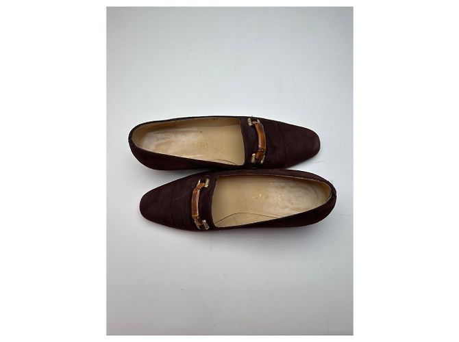 Bamboo Décolleté in suede vintage Gucci con bambù marrone EU36C - vista 4