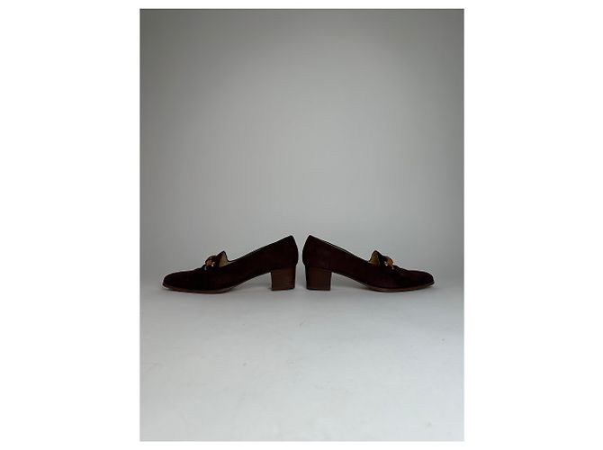 Bamboo Décolleté in suede vintage Gucci con bambù marrone EU36C - vista 8
