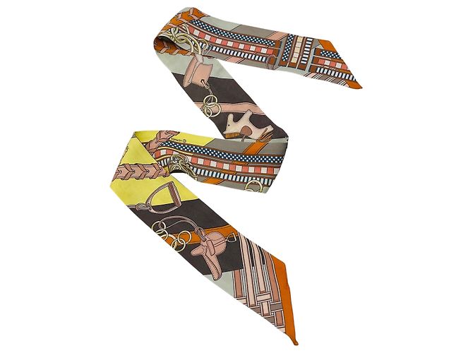 Hermès Hermes Multi Equestrian Print Silk Twilly Scarf Multiple colors - view 2