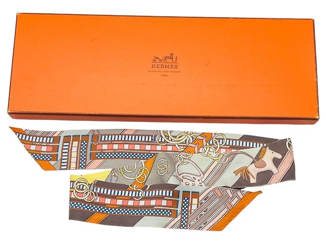 Hermès Hermes Multi Equestrian Print Silk Twilly Scarf Multiple colors - view 8