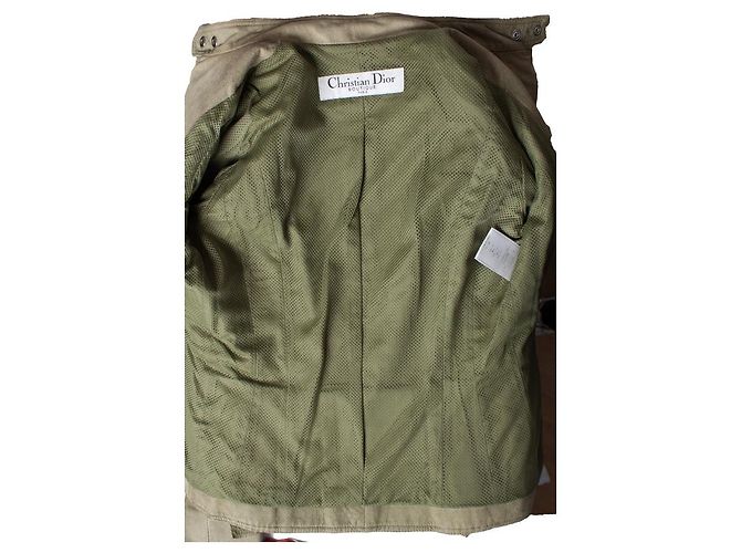 Chaqueta de motorista de ante verde y falda Christian Dior - vista 10