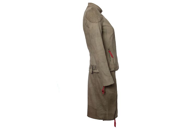 Chaqueta de motorista de ante verde y falda Christian Dior - vista 3