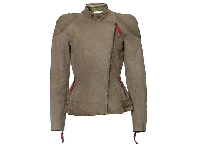 Chaqueta de motorista de ante verde y falda Christian Dior - vista 5