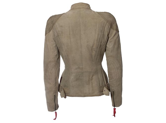 Chaqueta de motorista de ante verde y falda Christian Dior - vista 6