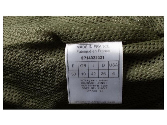Chaqueta de motorista de ante verde y falda Christian Dior - vista 7