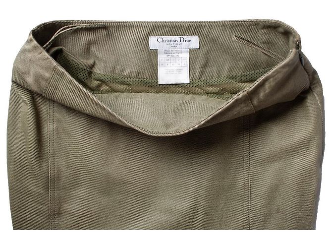 Chaqueta de motorista de ante verde y falda Christian Dior - vista 9