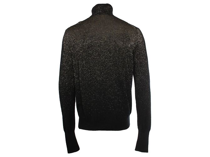 Alexander McQueen, Schwarzer Rollkragenpullover mit goldenem Lurex - Ansicht 2