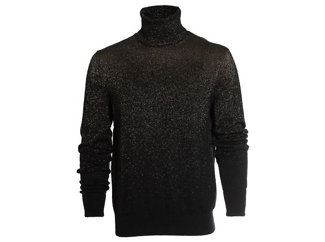 Alexander McQueen, Schwarzer Rollkragenpullover mit goldenem Lurex - Ansicht 4