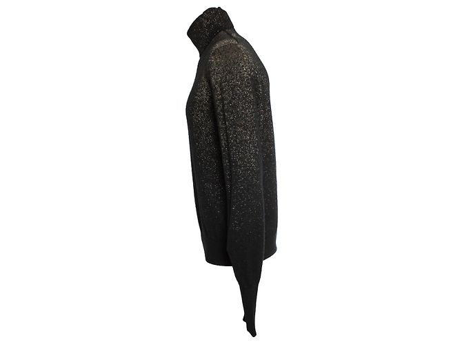 Alexander McQueen, Schwarzer Rollkragenpullover mit goldenem Lurex - Ansicht 6