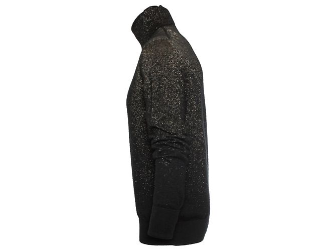 Alexander McQueen, Schwarzer Rollkragenpullover mit goldenem Lurex - Ansicht 7